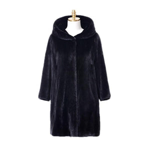 Long Faux Fur Black Plush Warm Coat - Easy Pickins Store