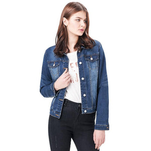 Long Jeans Jacket Full Sleeves Single Breast Slim - Easy Pickins Store