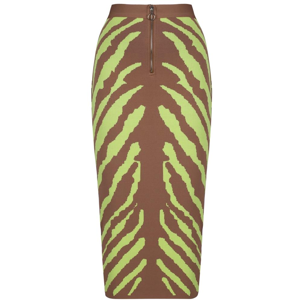 Long Lime Zebra Print Bandage Midi Skirt - Easy Pickins Store