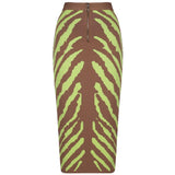 Long Lime Zebra Print Bandage Midi Skirt - Easy Pickins Store