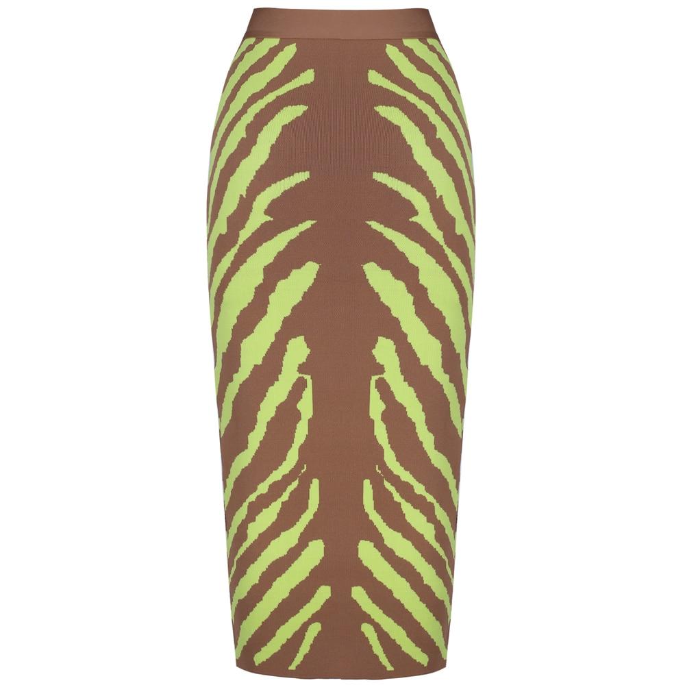 Long Lime Zebra Print Bandage Midi Skirt - Easy Pickins Store