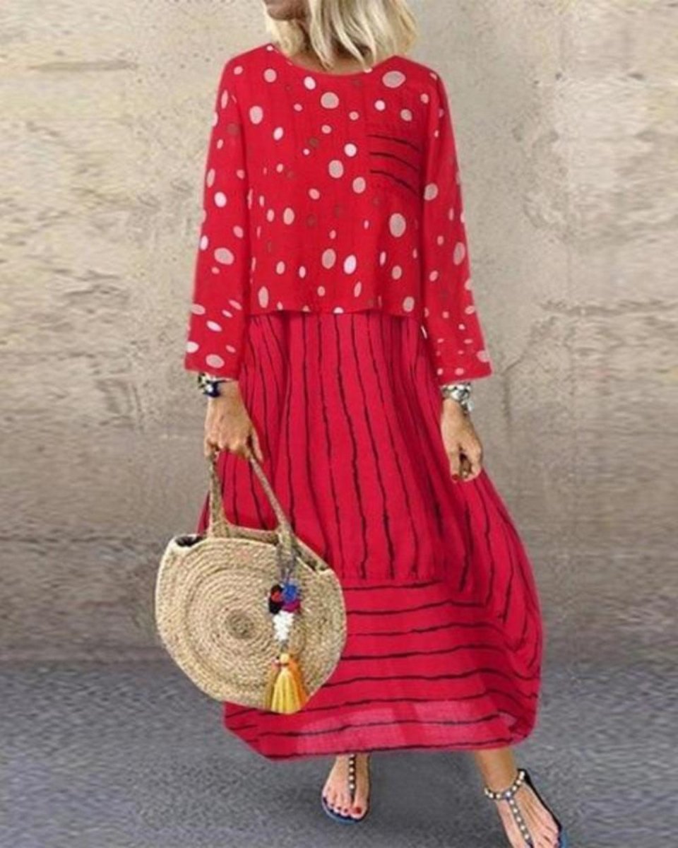 Long Maxi Dot Large Loose Cotton Dress - Easy Pickins Store