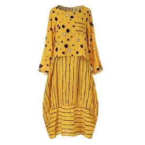 Long Maxi Dress Dot Large Loose Cotton Dress Plus Sizes - Easy Pickins Store