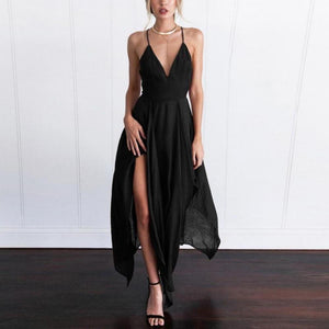 Long Maxi Dress Elegant Sleeveless Sling Vestido V Neck Boho - Easy Pickins Store