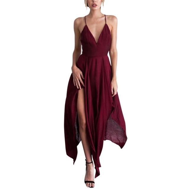 Long Maxi Dress Elegant Sleeveless Sling Vestido V Neck Boho - Easy Pickins Store