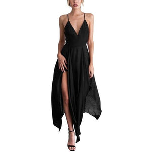 Long Maxi Dress Elegant Sleeveless Sling Vestido V Neck Boho - Easy Pickins Store
