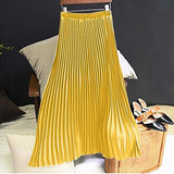 Long Pleated Skirt Solid Elegant Midi Elastic Waist - Easy Pickins Store