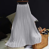 Long Pleated Skirt Solid Elegant Midi Elastic Waist - Easy Pickins Store