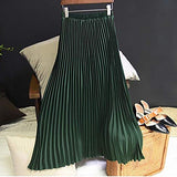 Long Pleated Skirt Solid Elegant Midi Elastic Waist - Easy Pickins Store