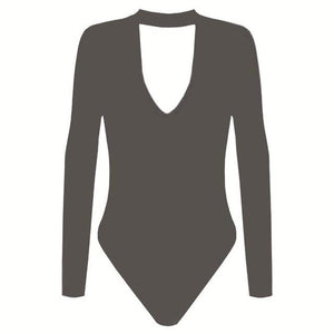 Long Sleeve Bodysuit Romper Deep V Neck One Piece Fitness Overall - Easy Pickins Store