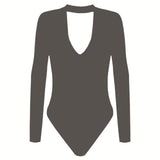 Long Sleeve Bodysuit Romper Deep V Neck One Piece Fitness Overall - Easy Pickins Store