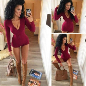 Long Sleeve Deep V Neck Stretch Crop Tops Button Short Pajama - Easy Pickins Store