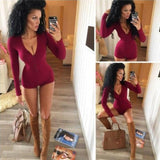 Long Sleeve Deep V Neck Stretch Crop Tops Button Short Pajama - Easy Pickins Store