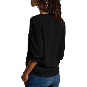Long Sleeve Double V neck Blouse - Easy Pickins Store