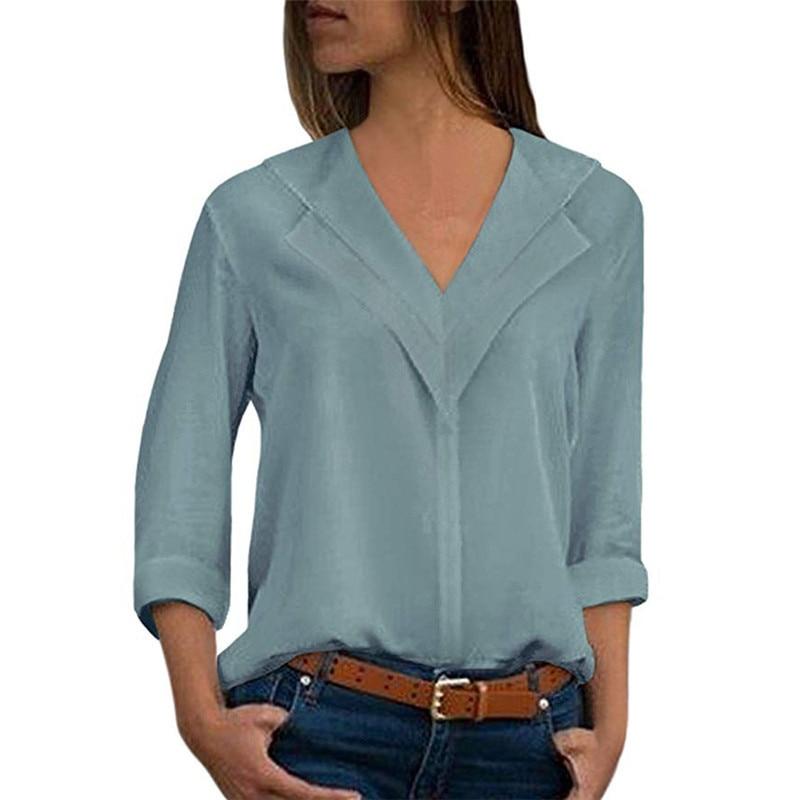 Long Sleeve Double V neck Blouse - Easy Pickins Store