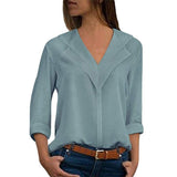 Long Sleeve Double V neck Blouse - Easy Pickins Store