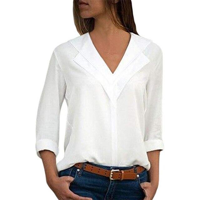 Long Sleeve Double V neck Blouse - Easy Pickins Store