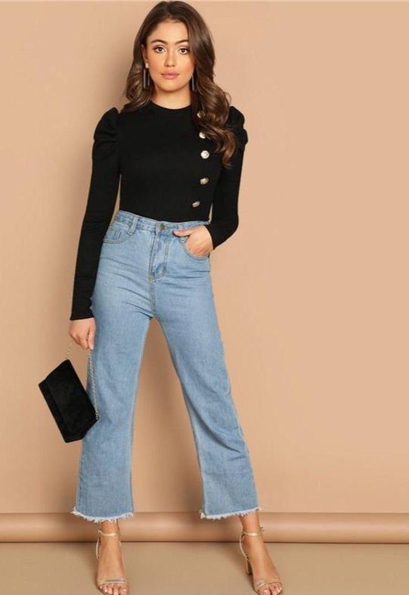 Long Sleeve Front Buttons T-Shirt - Easy Pickins Store