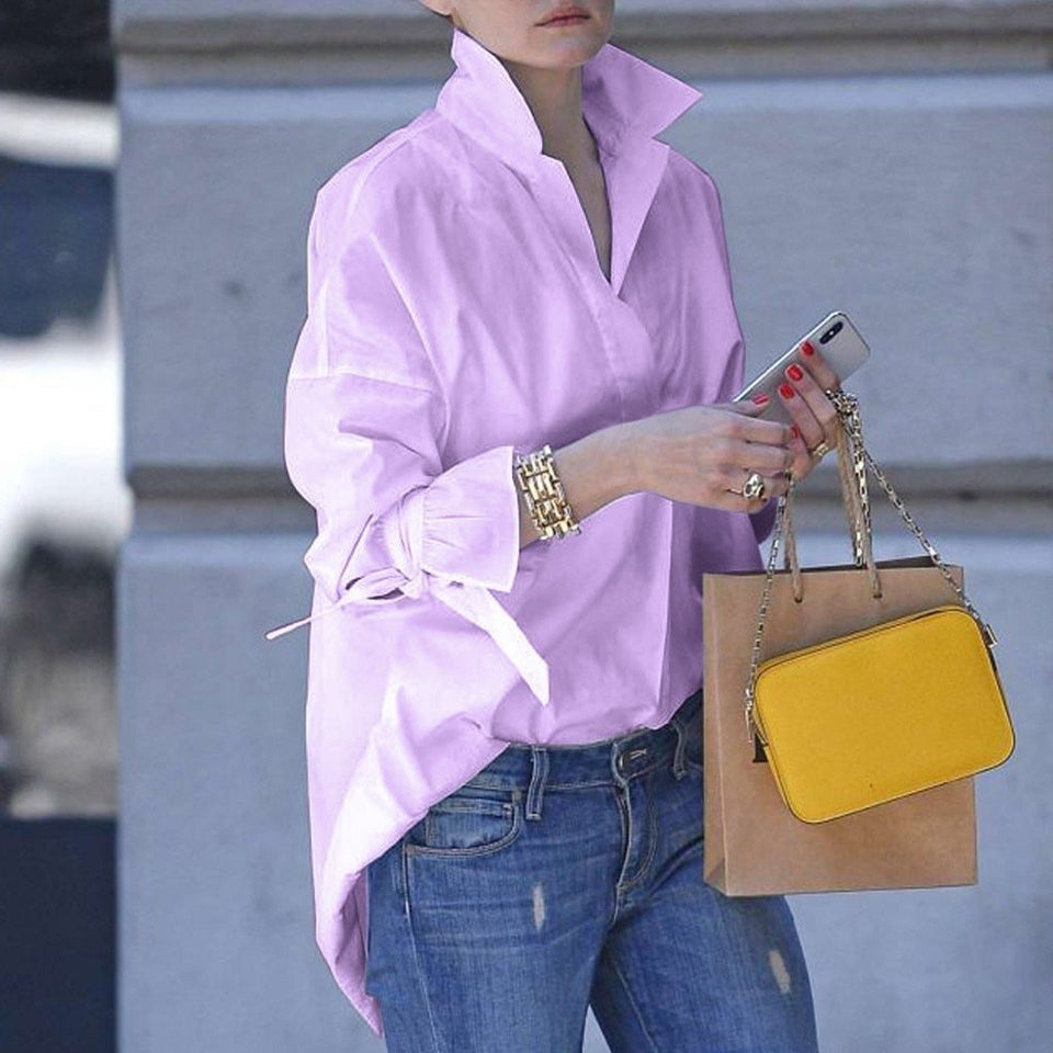 Long Sleeve Lapel Shirt Blouse - Easy Pickins Store