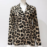 Long Sleeve Leopard Print Blouse Turn Down Collar - Easy Pickins Store