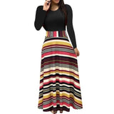 Long Sleeve Printed Patchwork Dress - Easy Pickins Store