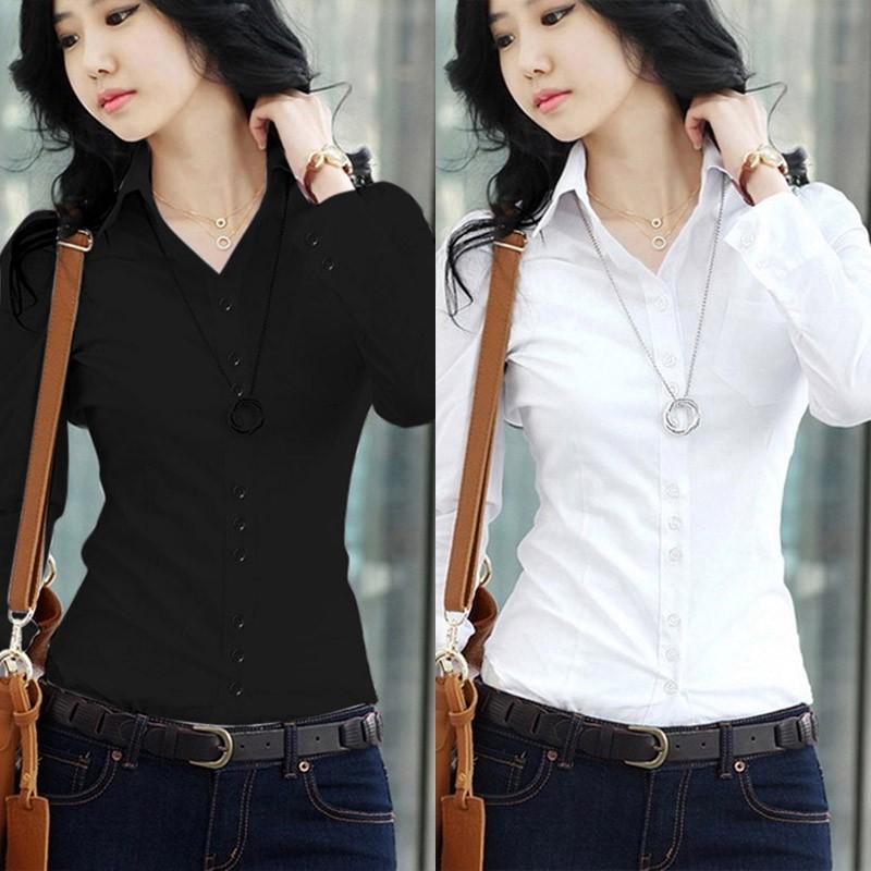 Long Sleeve Slim Collar Blouse - Easy Pickins Store