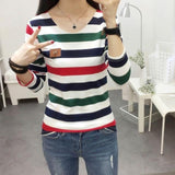 Long Sleeve T-shirt Colorful Stripe - Easy Pickins Store
