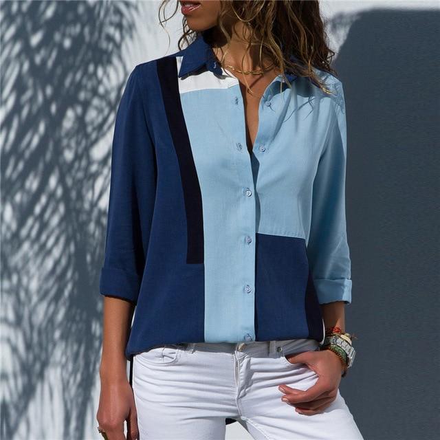 Long Sleeve Turn Down Collar Blouse - Easy Pickins Store