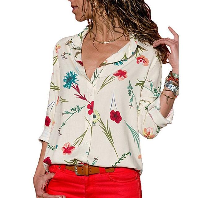 Long Sleeve Turn Down Collar Blouse - Easy Pickins Store