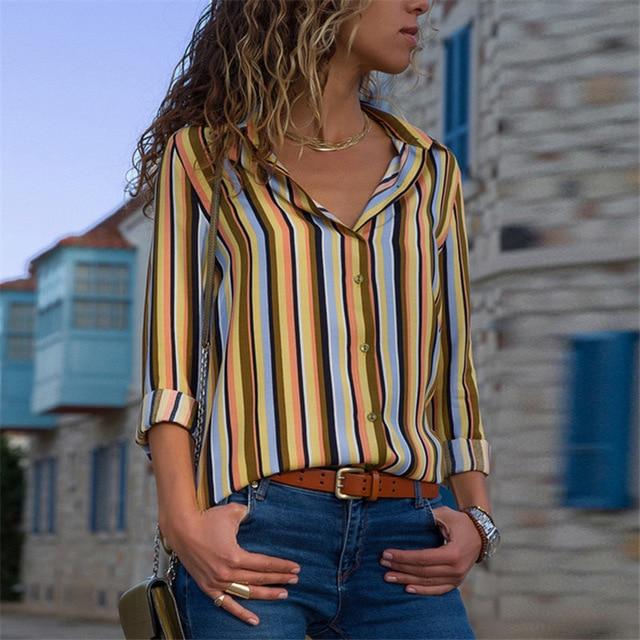 Long Sleeve Turn Down Collar Blouse - Easy Pickins Store