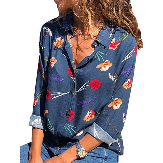 Long Sleeve Turn Down Collar Blouse - Easy Pickins Store