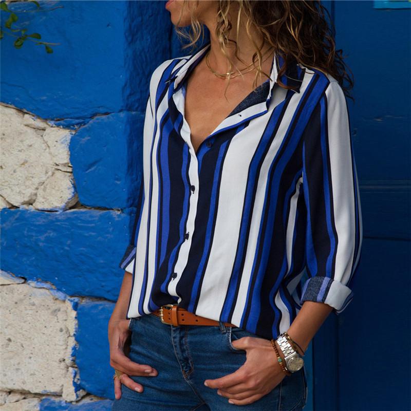 Long Sleeve Turn Down Collar Blouse - Easy Pickins Store