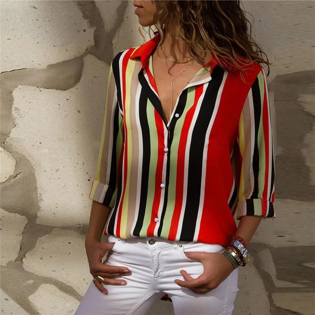 Long Sleeve Turn Down Collar Blouse - Easy Pickins Store