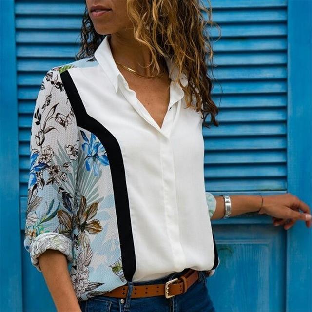 Long Sleeve Turn Down Collar Blouse - Easy Pickins Store