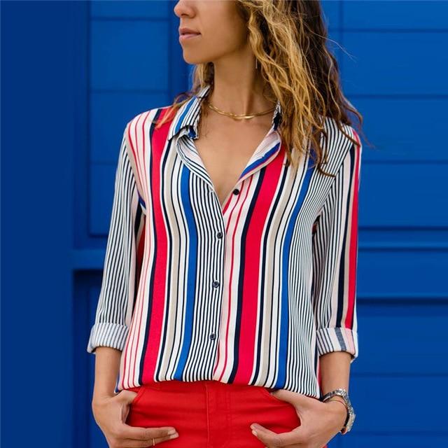 Long Sleeve Turn Down Collar Blouse - Easy Pickins Store