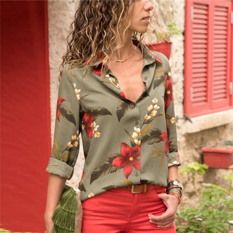 Long Sleeve Turn Down Collar Blouse - Easy Pickins Store
