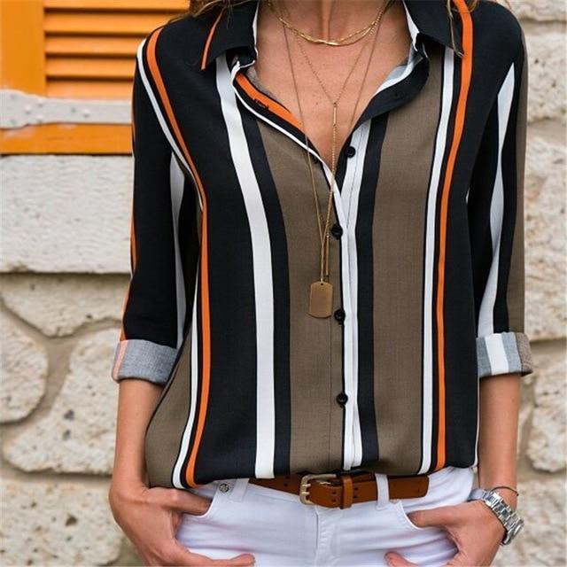 Long Sleeve Turn Down Collar Blouse - Easy Pickins Store