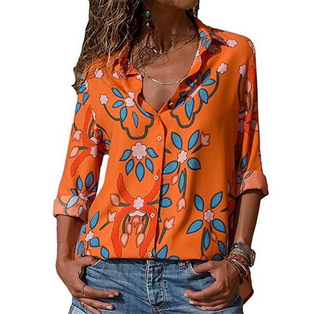 Long Sleeve Turn Down Collar Blouse - Easy Pickins Store