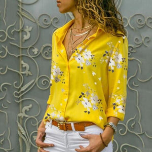 Long Sleeve V Neck Chiffon Blouse - Easy Pickins Store