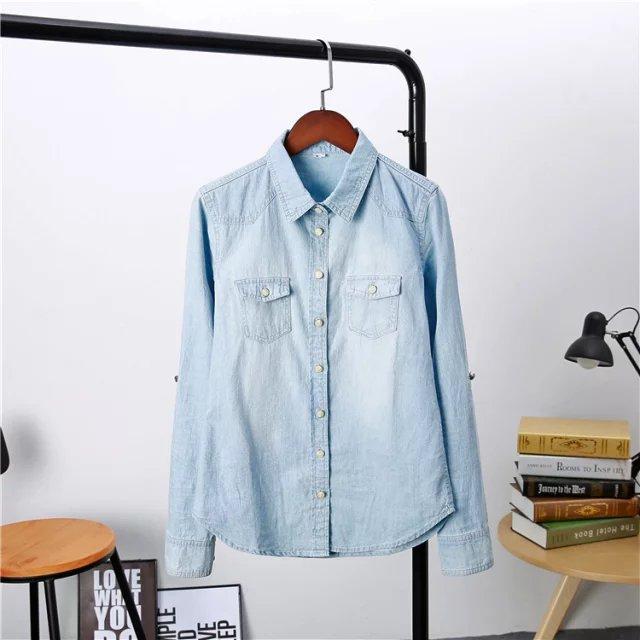 Long Sleeves Blue Jeans Shirt - Easy Pickins Store