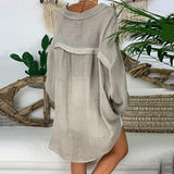 Loose Button Turn Down Collar Long Sleeve Blouse - Easy Pickins Store