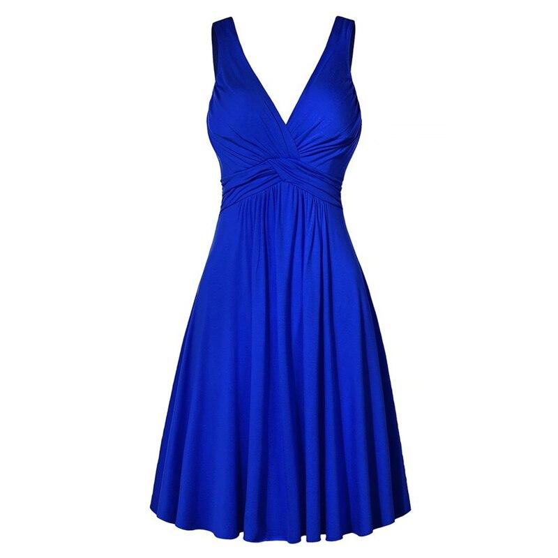 Low cut Dress Flare Sundress Flare Skirt Solid V neck Sling Pleated - Easy Pickins Store