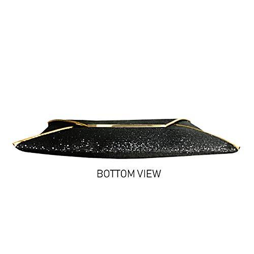 Luxury Handmade Black and Gold Glitter Sequin Clutch. Elegant and Sparkling - Easy Pickins Store