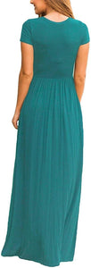Maxi Long Dress Short Sleeve with Pockets - Easy Pickins Store