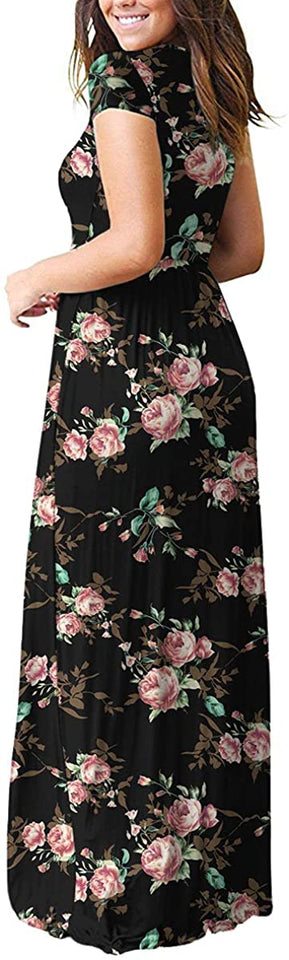 Maxi Long Dress Short Sleeve with Pockets - Easy Pickins Store