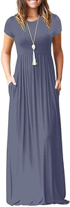 Maxi Long Dress Short Sleeve with Pockets - Easy Pickins Store