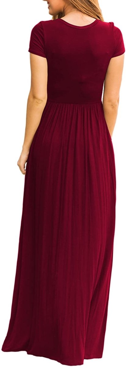 Maxi Long Dress Short Sleeve with Pockets - Easy Pickins Store