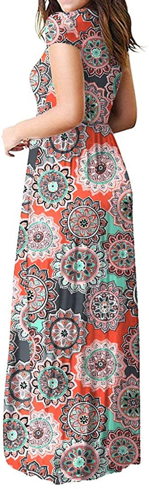 Maxi Long Dress Short Sleeve with Pockets - Easy Pickins Store