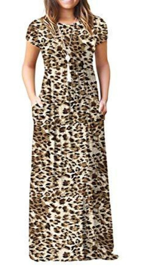 Maxi Long Dress Short Sleeve with Pockets - Easy Pickins Store