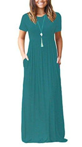 Maxi Long Dress Short Sleeve with Pockets - Easy Pickins Store
